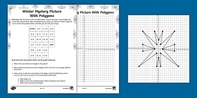 Seventh Grade Winter Mystery Picture With Polygons - Twinkl