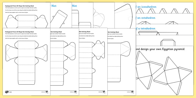 Nets of 3D Shapes Worksheet - Primary Resource