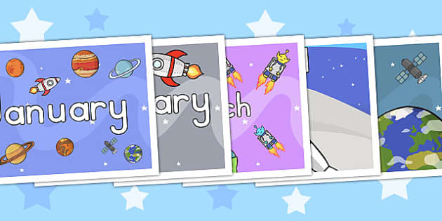 FREE! - Space Themed Months of the Year Posters - Twinkl