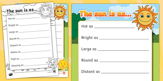 The Sun Simile Poem Template (teacher made) - Twinkl