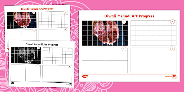 Diwali Mehndi Art Progress Template (teacher made) - Twinkl