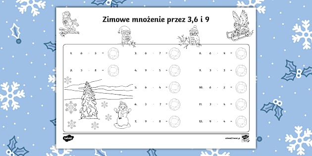 Matematyka Dla 6 Latka Do Druku Mnożenie do 3,6,9 | Matematyka | Karta pracy - Twinkl