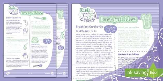 Back to School Breakfast Ideas (teacher made) - Twinkl
