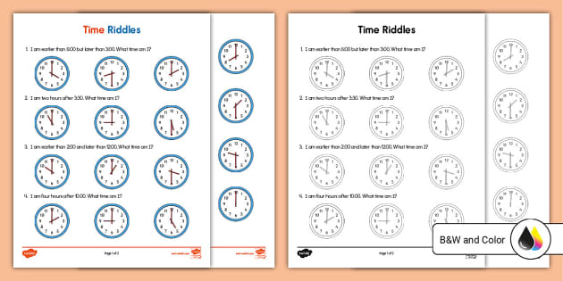 First Grade Time Riddles (teacher made) - Twinkl