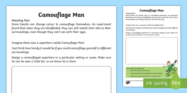 Camouflage Man Worksheet / Worksheet (teacher made) - Twinkl