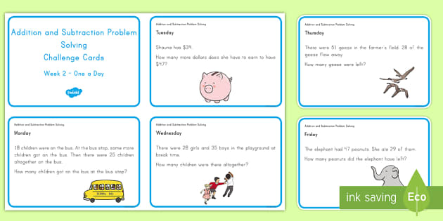 Weekly Addition And Subtraction (2) Challenge Cards - Twinkl