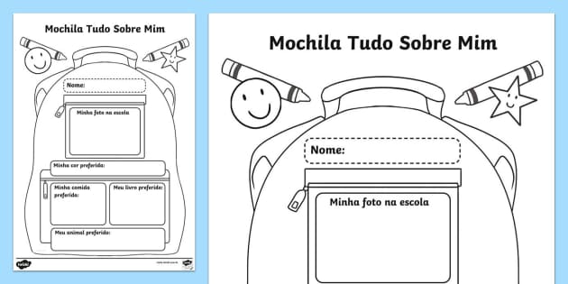 Mochila Tudo Sobre Mim (professor feito) - Twinkl