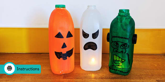 Milk Bottle Halloween Lanterns | Halloween Crafts