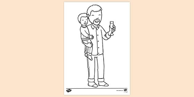 FREE! - Dad Holding Toddler Colouring Sheet | Colouring Sheets