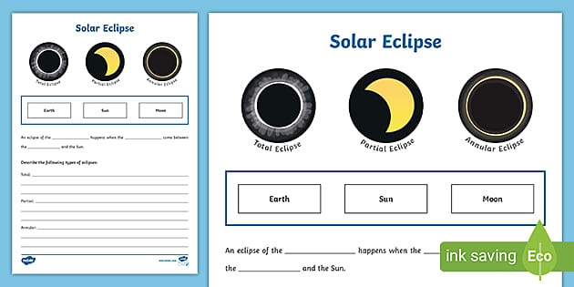 Solar Eclipse Worksheet | Twinkl Resources (Teacher-Made)