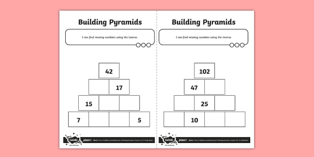 Blank Maths Pyramid Worksheet / Activity Sheet - Addition and