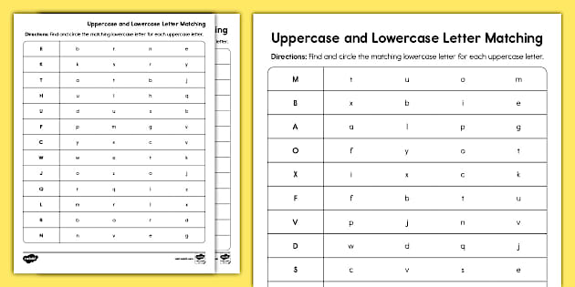 Kindergarten Uppercase and Lowercase Letter Matching Quiz