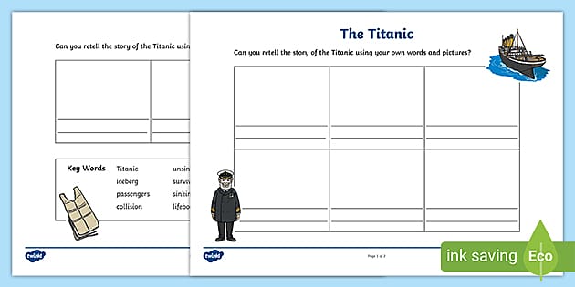 Retelling The Story Of The Titanic Writing Frames