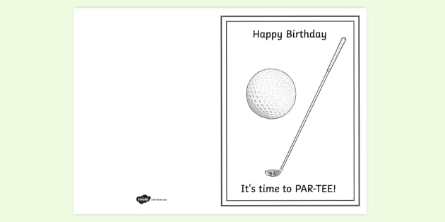 Golf Birthday Card Coloring Activity | Printable