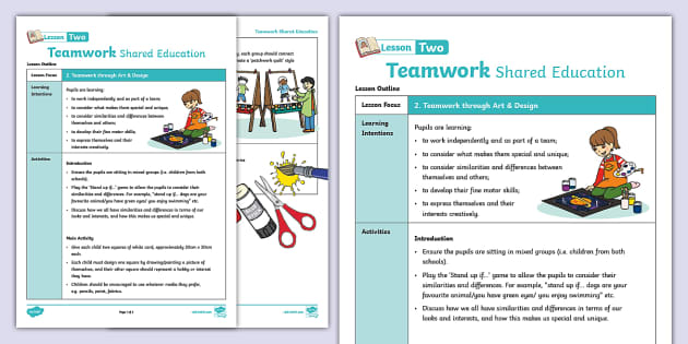 Teamwork Shared Education Lesson Plan 2: Art (teacher made)