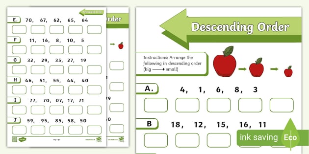 Ascending Order Numbers 1 To 100 Worksheets