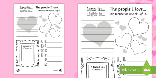 happy valentine s day in afrikaans worksheet