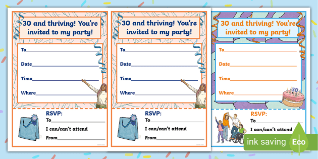 Birthday Party Invitation Cards (teacher made) - Twinkl