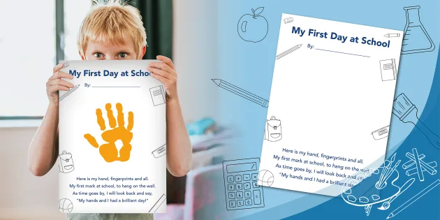 My First Day at School Poem Handprint Activity Poster