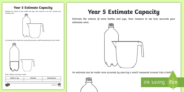 year 5 estimate capacity worksheet teacher made