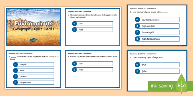 Year 4 Ac Geography Environments Quiz Cards