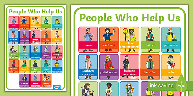 People Who Help Us Vocabulary Poster (Teacher-Made) - Twinkl