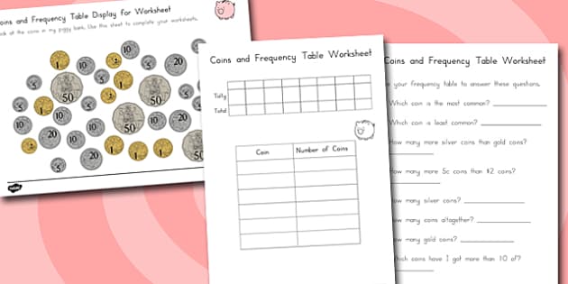 Coins in Piggy Bank Worksheet (Hecho por educadores)