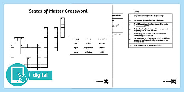 States Of Matter Crossword Activity teacher Made Twinkl