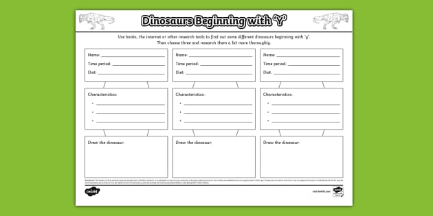 Dinosaur Names That Start with 'R' Research Activity