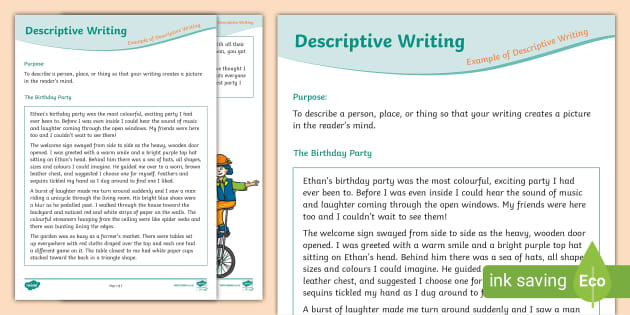 descriptive writing examples for grade 2