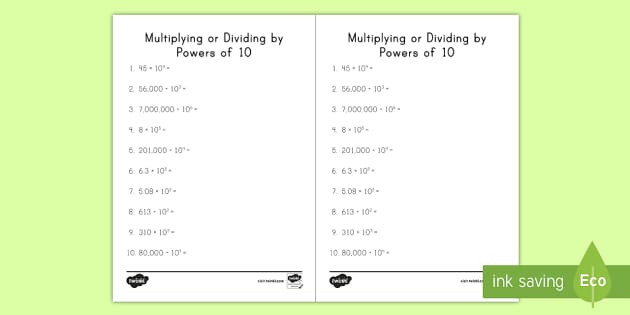 Multiplying Or Dividing By Powers Of 10 Activity - Twinkl