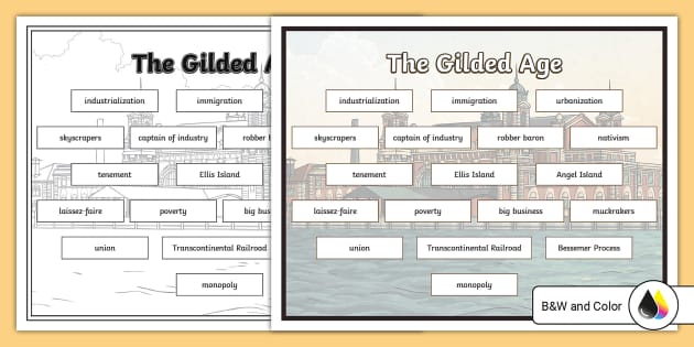 The Gilded Age Vocabulary Mat for 6th-8th Grade - Twinkl