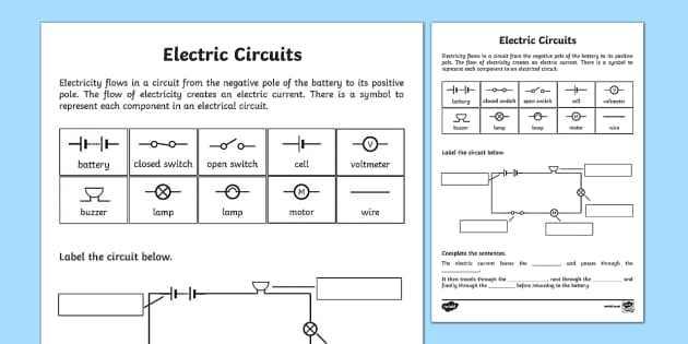 electric circuits worksheet teacher made