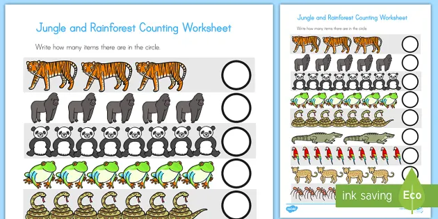 jungle and rainforest counting activity