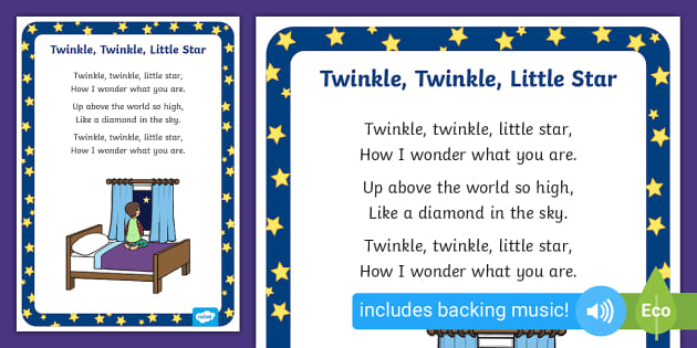 Twinkle, Twinkle, Little Star – Nursery Rhyme Song with Lyrics in