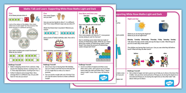 👉 EYFS Maths Talk And Learn: White Rose Maths Light And Dark