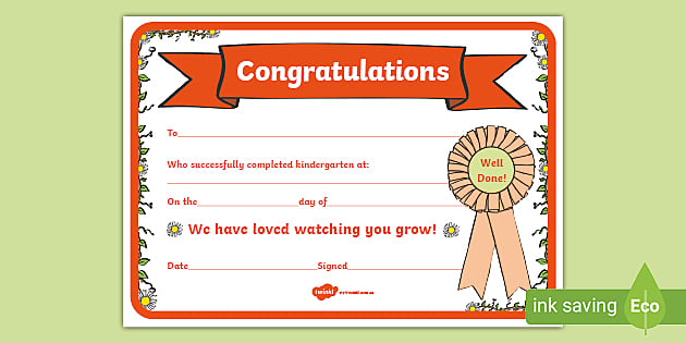 kindergarten graduation certificate template