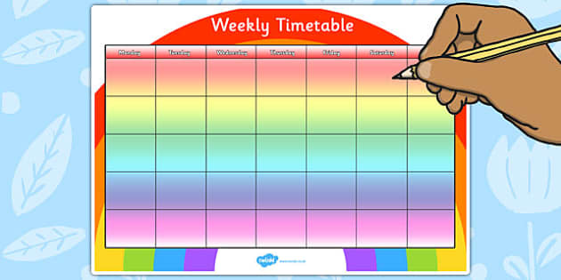 👉 Rainbow Themed Weekly Timetable (teacher made)