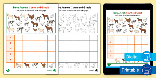 Farm Animals Count and Graph Activity (teacher made)