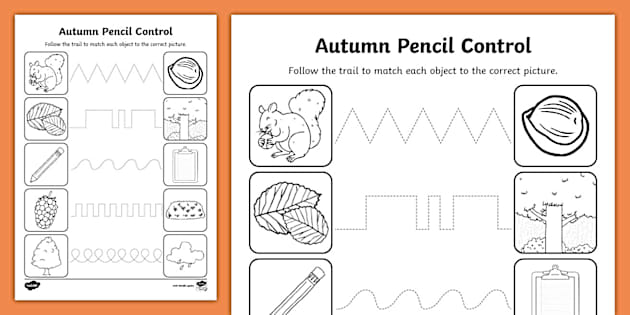 Autumn-Themed Pencil Control Activity Sheet (teacher made)