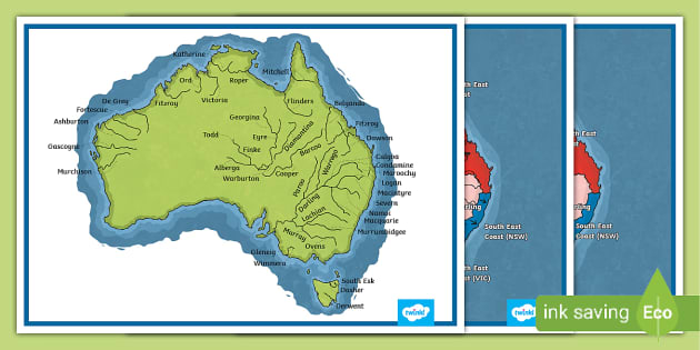Australian Major Rivers Maps - Year 4 HASS (teacher made)