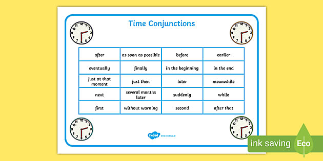 Time Conjunctions Word Mat Ks1 Primary Resources Spag