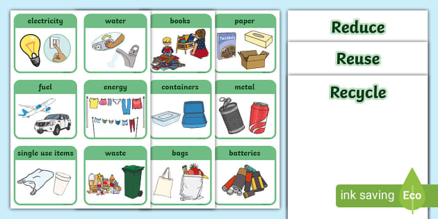 Reduce, Reuse, Recycle Sorting Cards (Teacher-Made) - Twinkl