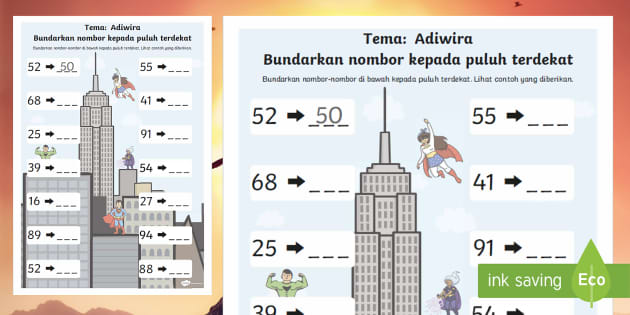 (Tema: Adiwira) Sumber Latihan Matematik Bundar Tahun 1