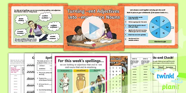 Learning Ent, Ency and Ence Words Spelling Pack Year