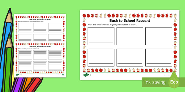 back to school recount differentiated worksheet