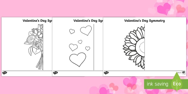 valentines worksheets shape symmetry