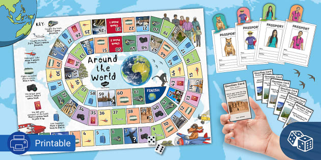 Buy UnikPlay Geografika World Map Game - Game Night, Engaging Board Games  for Kids 6-8, Games Ages 4-8 – Non-Tearable, Waterproof Illustrated Map  with 280+ Trivia Questions, 48 Double-Sided Cards Online at