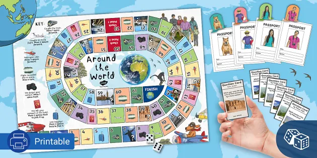 Geography Trivia Board Game  Around the World Board Game