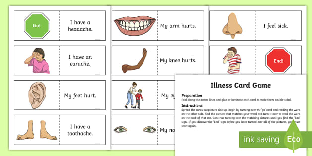 Health Board Game: Miming & Describing Symptoms (ESL)